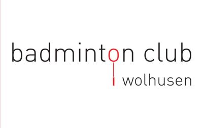 Logo des Badmintonclubs Wolhusen, dargestellt in klarer Schrift mit einem roten Akzent im Buchstaben 