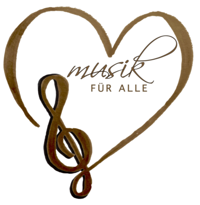 Das Logo von Musik fuer alle ist in Rapperswil-Jona (8645) im Kanton St. Gallen als Herz mit Notenschluessel und Schriftzug dargestellt.