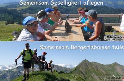 Mitglieder der Naturfreunde geniessen in Bubikon 8608 im Kanton Zurich gemeinsame Wanderungen und gesellige Treffen in einer alpinen Berglandschaft.