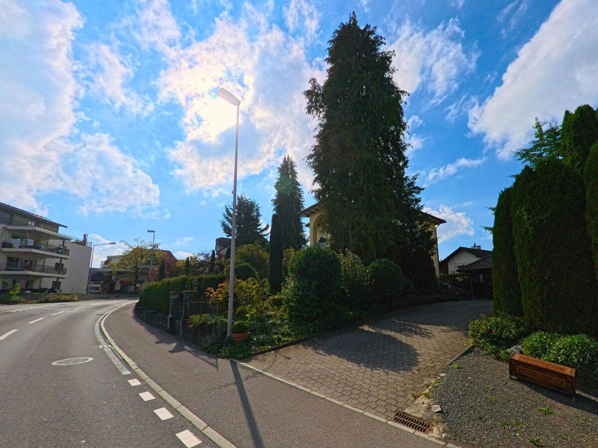 Eine Einfahrt mit Bepflanzung führt zu Wohnhäusern in Rickenbach (6221, Kanton Luzern).