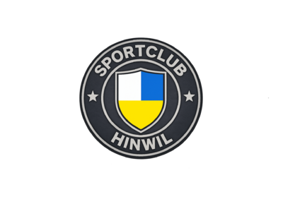 Das Logo des Sportclubs Hinwil ist in Hinwil 8340 im Kanton Zürich mit Wappensymbol und kreisförmigem Schriftzug auf hellem Hintergrund dargestellt.