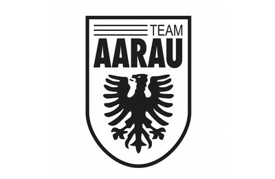 Das Logo von Team Aarau zeigt in Aarau (5001, Kanton Aargau) einen stilisierten schwarzen Adler in einem Wappenschild mit dem Schriftzug Team Aarau.