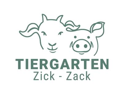 Auf schwarzem Hintergrund zeigt das Logo in Ittigen 3063 im Kanton Bern stilisierte Tierkoepfe und einen hellen Schriftzug des Tiergartens.