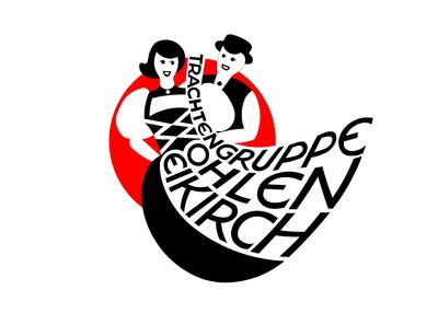 Das Logo der Trachtengruppe Wohlen-Meikirch zeigt in Innerberg 3044 im Kanton Bern ein stilisiertes Tanzpaar mit geschwungenem Schriftzug.