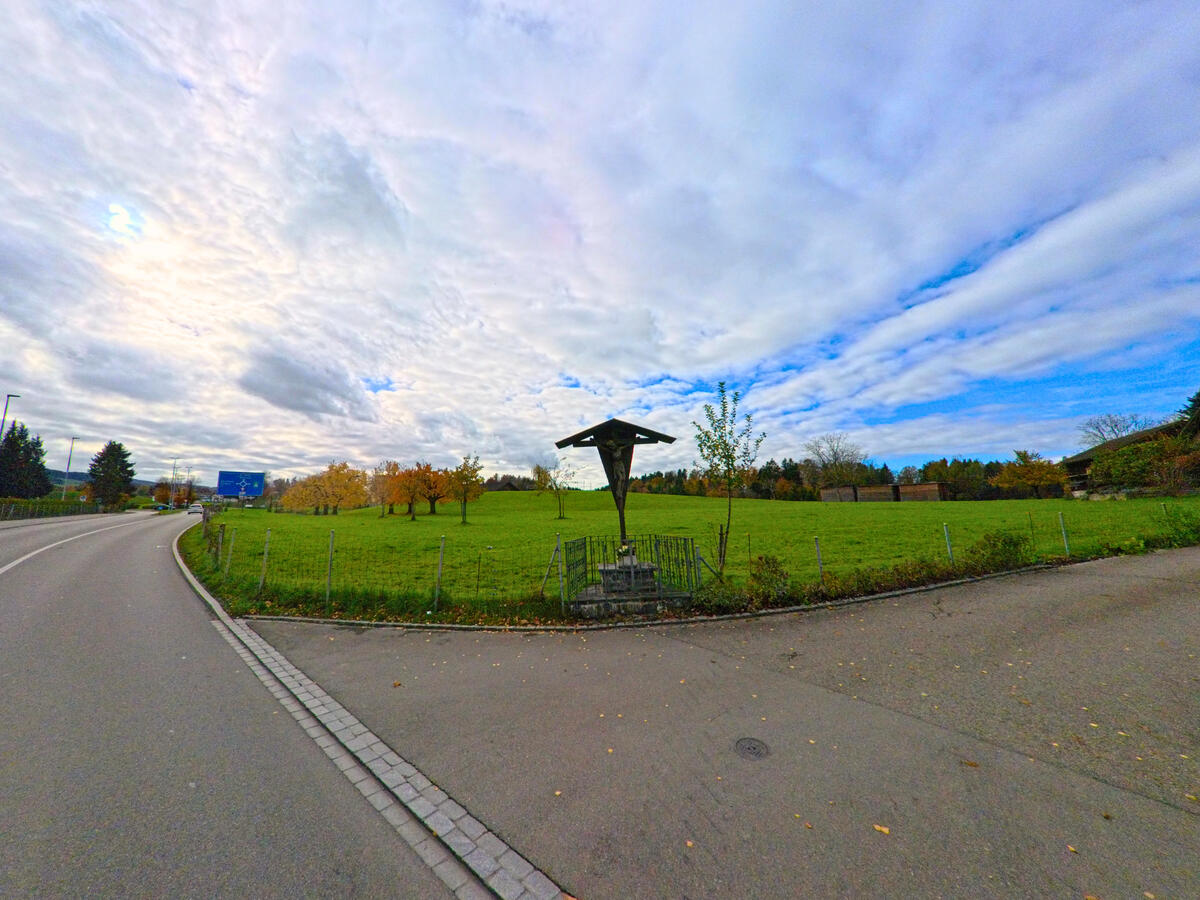 Am Wegrand steht eine kleine Struktur neben einer Wiese in Tübach (9327, Kanton St. Gallen).