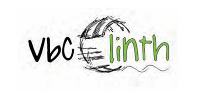 Das Vereinslogo zeigt in Uznach (8730, Kanton St. Gallen) einen stilisierten Volleyball mit handgezeichnetem Schriftzug vor hellem Hintergrund.